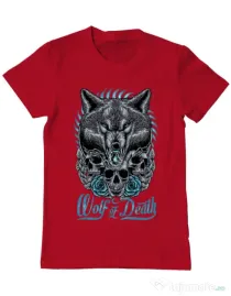 Tricou ADLER barbat Wolf of death Rosu