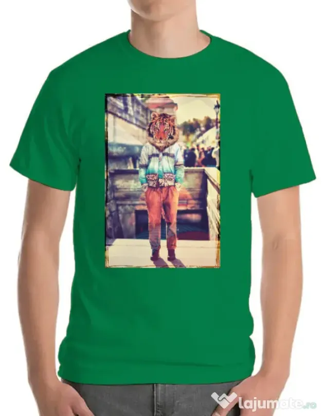 Tricou ADLER barbat Tiger head Verde mediu