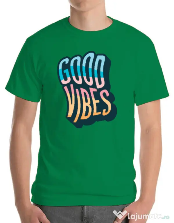 Tricou ADLER barbat Good vibes Verde mediu