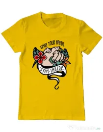 Tricou ADLER barbat Wash your hands Galben
