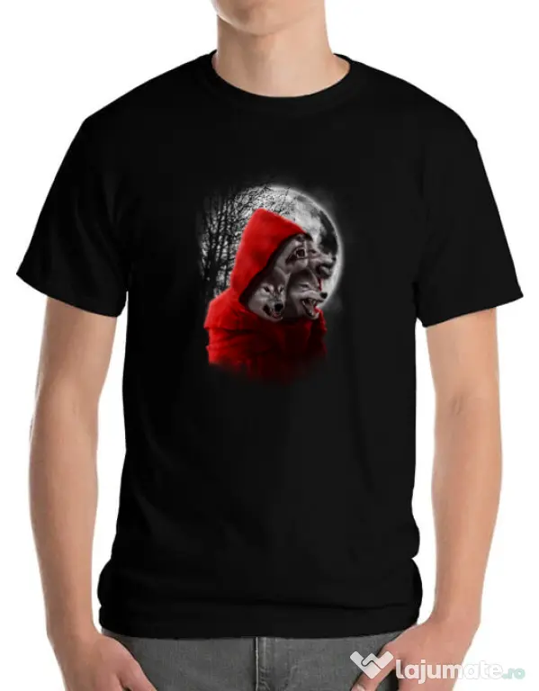 Tricou ADLER barbat Wolf hood Negru