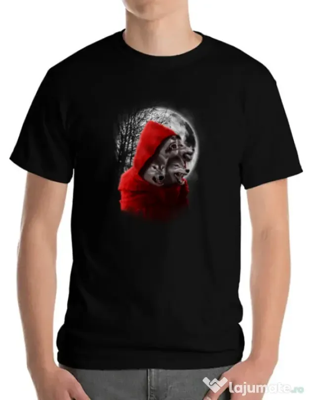 Tricou ADLER barbat Wolf hood Negru