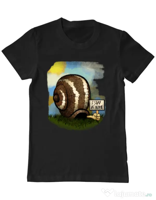 Tricou ADLER barbat I stay home 2 Negru