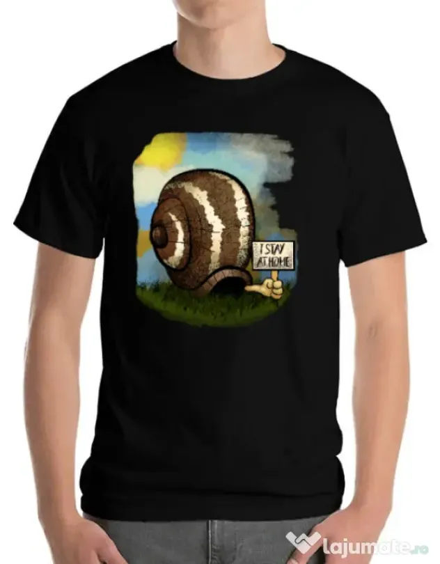 Tricou ADLER barbat I stay home 2 Negru