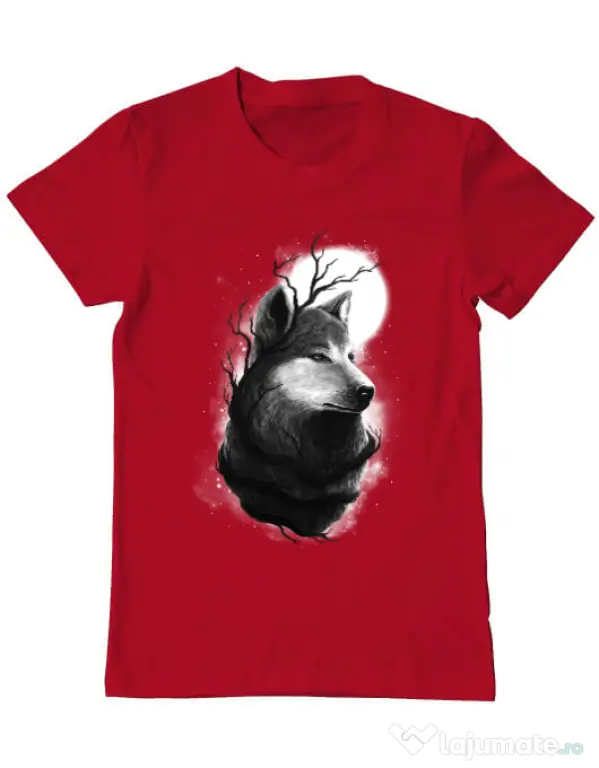 Tricou ADLER barbat Night wolf Rosu