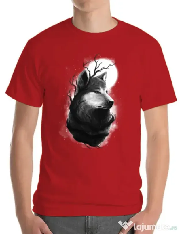 Tricou ADLER barbat Night wolf Rosu
