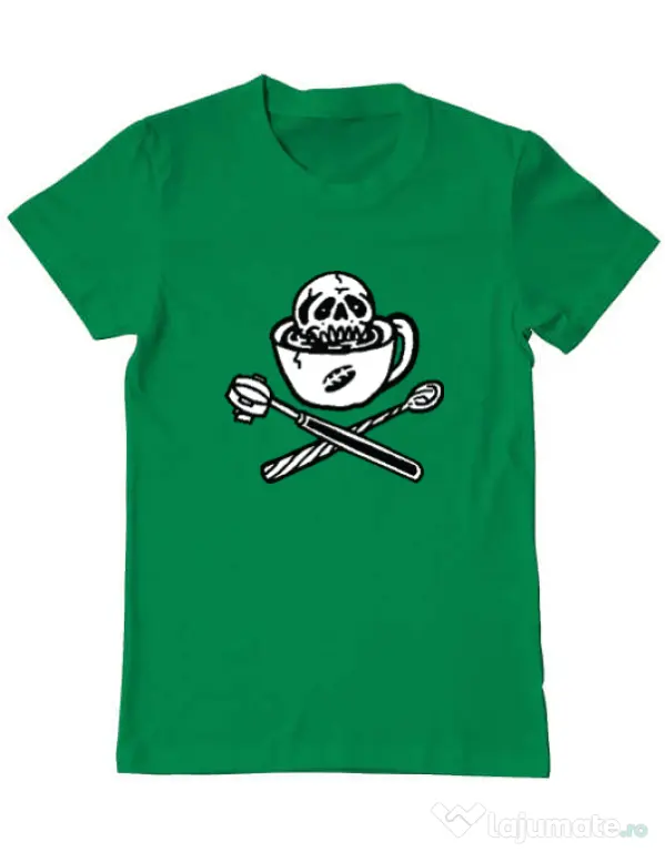 Tricou ADLER barbat Death before decaf Verde mediu