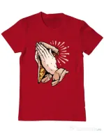 Tricou ADLER barbat Pray for pizza Rosu