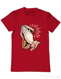 Tricou ADLER barbat Pray for pizza Rosu