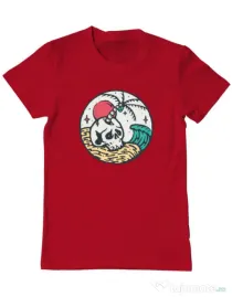 Tricou ADLER barbat Skull and beach Rosu