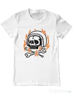 Tricou ADLER barbat Skull biker Alb