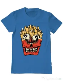 Tricou ADLER barbat Zombie French Fries Albastru azuriu