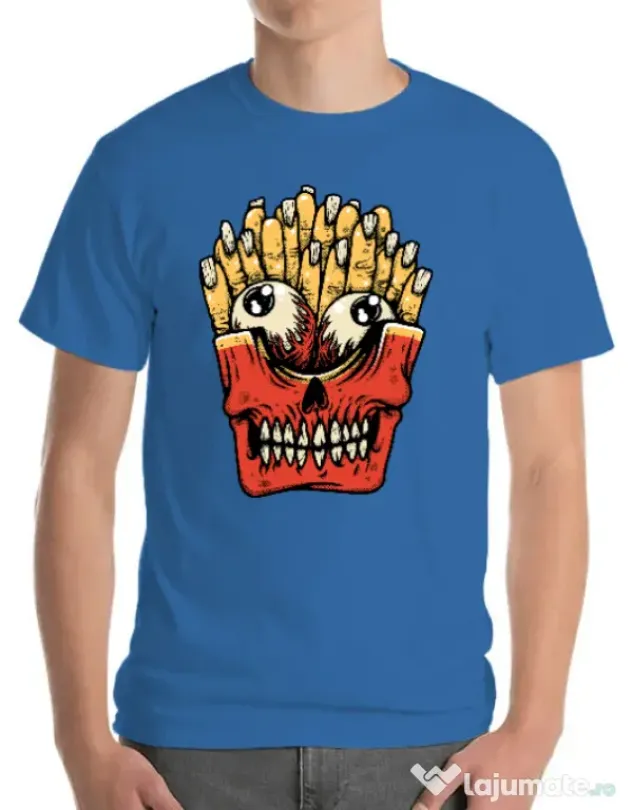 Tricou ADLER barbat Zombie French Fries Albastru azuriu
