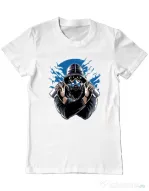 Tricou ADLER barbat Graffiti gas mask Alb