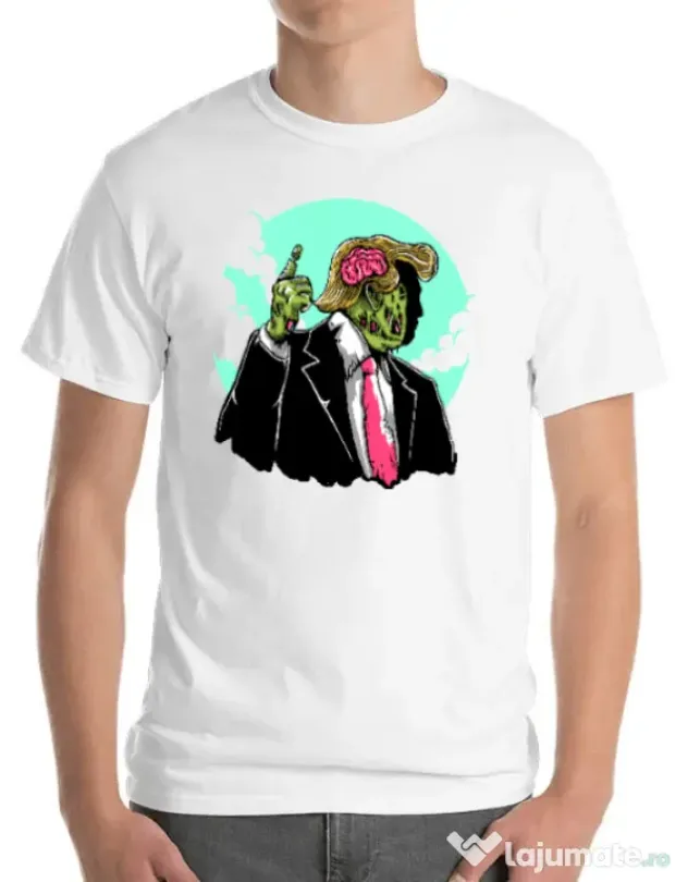 Tricou ADLER barbat Make zombies great again Alb