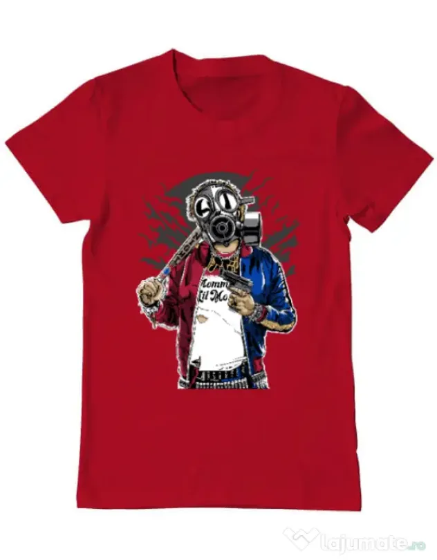 Tricou ADLER barbat Suicide gas mask Rosu