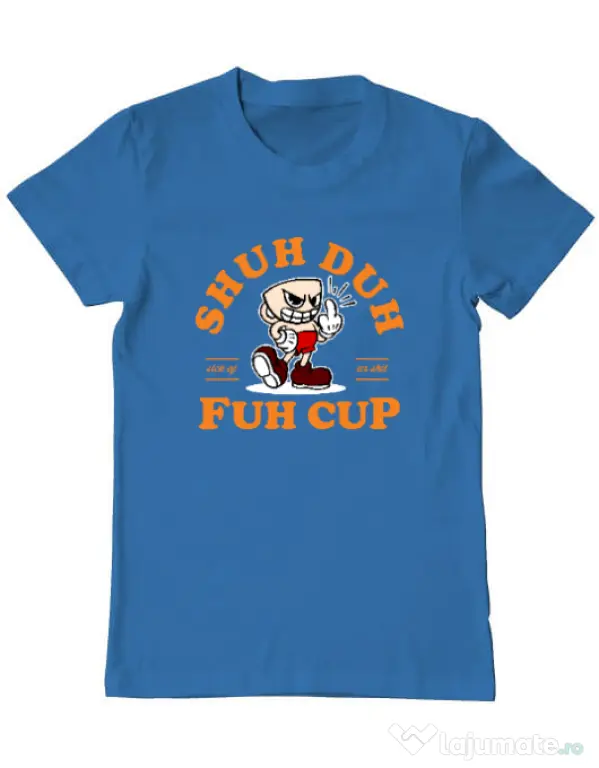 Tricou ADLER barbat Shut the fuh cup Albastru azuriu
