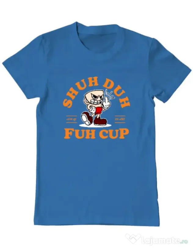 Tricou ADLER barbat Shut the fuh cup Albastru azuriu