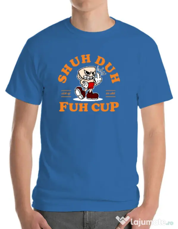 Tricou ADLER barbat Shut the fuh cup Albastru azuriu