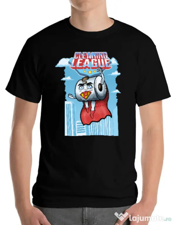 Tricou ADLER barbat Cleaning league toilet paper Negru