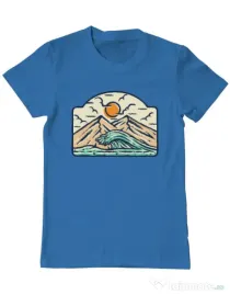 Tricou ADLER barbat Mountain and wave Albastru azuriu
