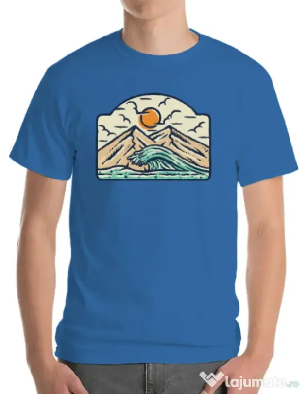 Tricou ADLER barbat Mountain and wave Albastru azuriu