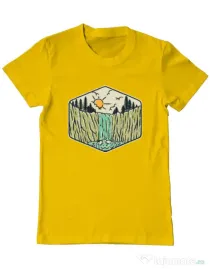 Tricou ADLER barbat Beauty waterfall Galben