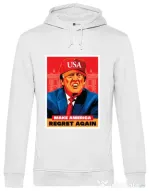 Hoodie barbat cu gluga Make America regret again Alb