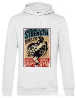 Hoodie barbat cu gluga Health and strength Alb