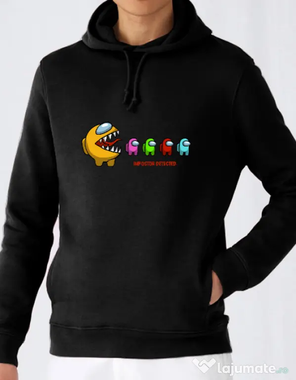 Hoodie barbat cu gluga Impostor detected Negru