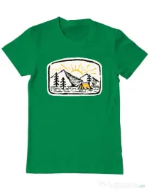 Tricou ADLER barbat Hand drawn camp Verde mediu