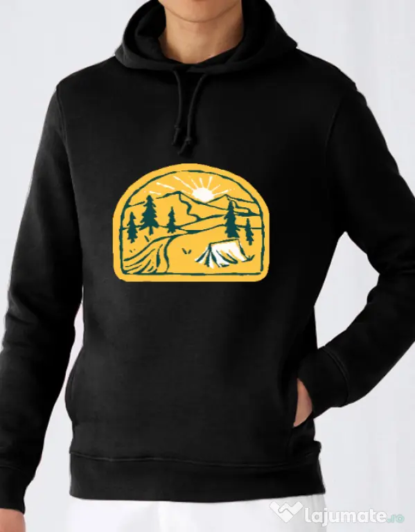 Hoodie barbat cu gluga River camp Negru