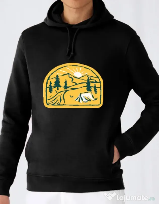 Hoodie barbat cu gluga River camp Negru