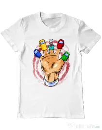 Tricou ADLER barbat High five Alb