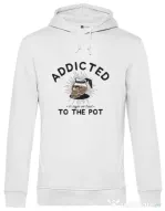 Hoodie barbat cu gluga Addicted to the pot Alb