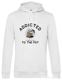 Hoodie barbat cu gluga Addicted to the pot Alb