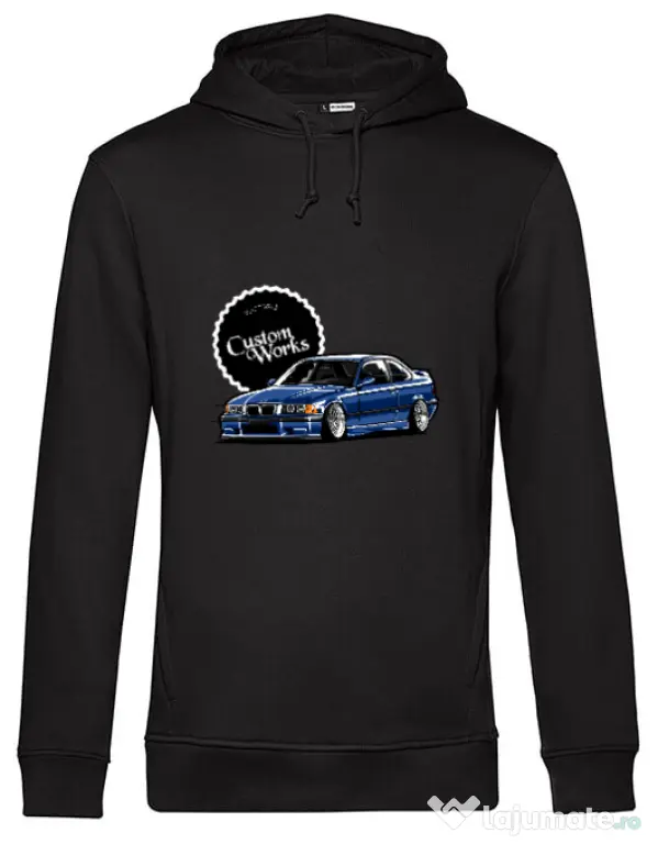 Hoodie barbat cu gluga Blue E36 Coupe Negru