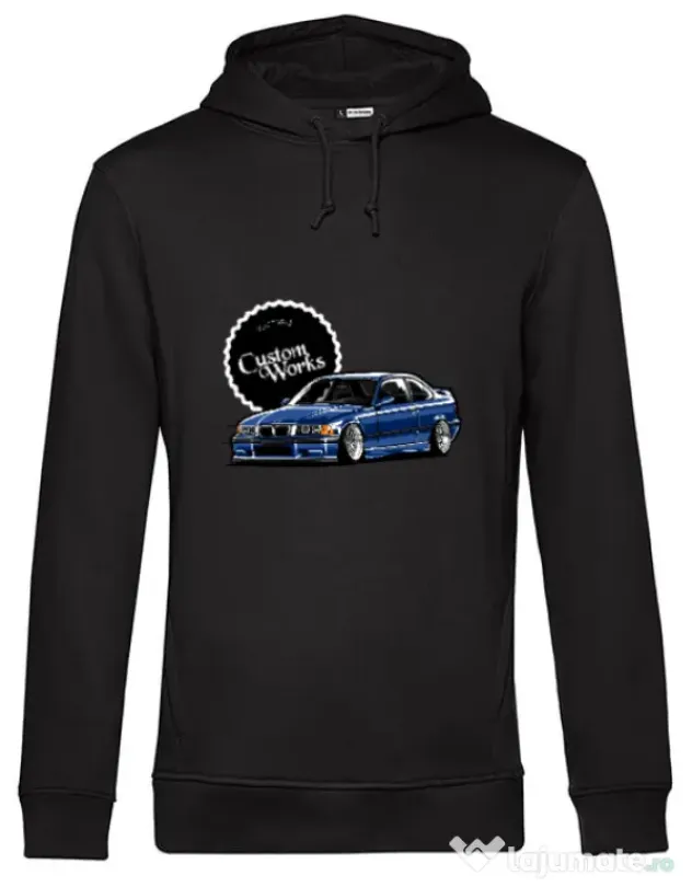 Hoodie barbat cu gluga Blue E36 Coupe Negru