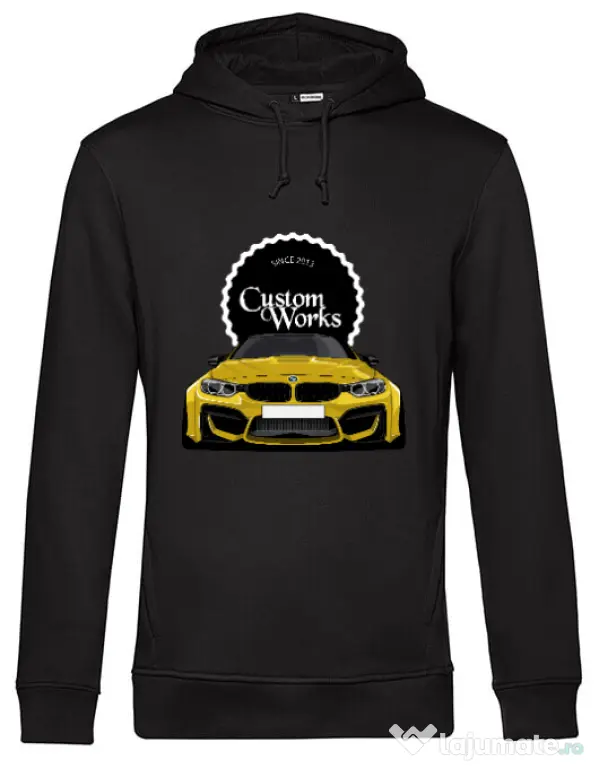 Hoodie barbat cu gluga Wide M4 front & back Negru