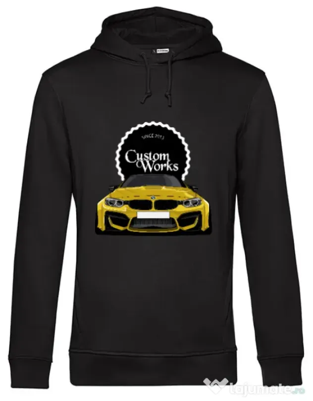 Hoodie barbat cu gluga Wide M4 front & back Negru