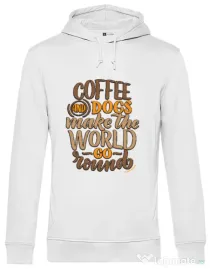 Hanorac barbat cu gluga Coffee and dogs Alb