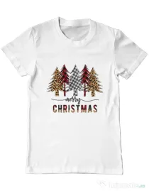 Tricou personalizat barbat Christmas Trees Alb