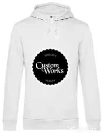 Hanorac barbat cu gluga Logo Custom Works Alb