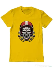 Tricou personalizat barbat Skull Biker Galben
