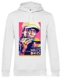 Hanorac barbat cu gluga Miles Davis Alb