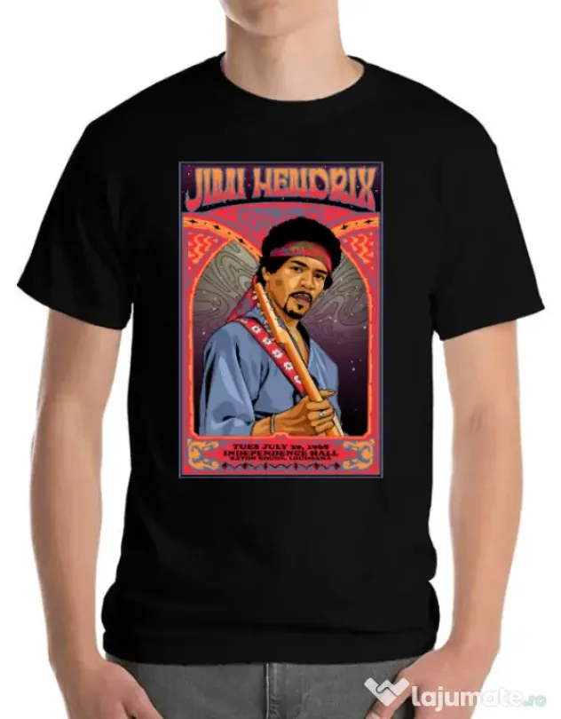 Tricou personalizat barbat Jimi Hendrix Negru
