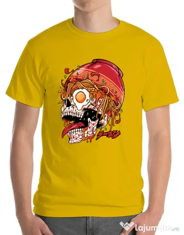 Tricou personalizat barbat spicy skull Galben