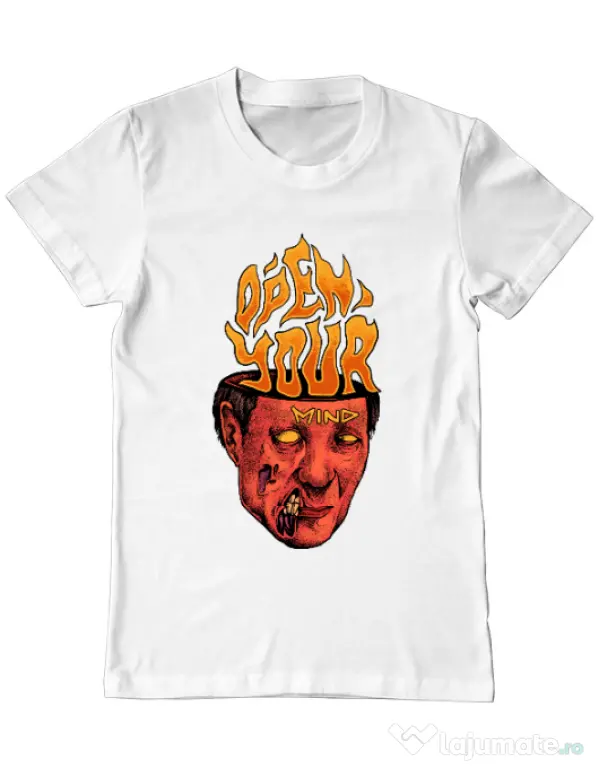 Tricou personalizat barbat OPEN YOUR MIND Alb