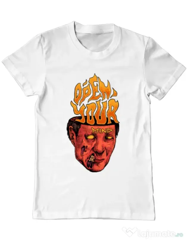 Tricou personalizat barbat OPEN YOUR MIND Alb