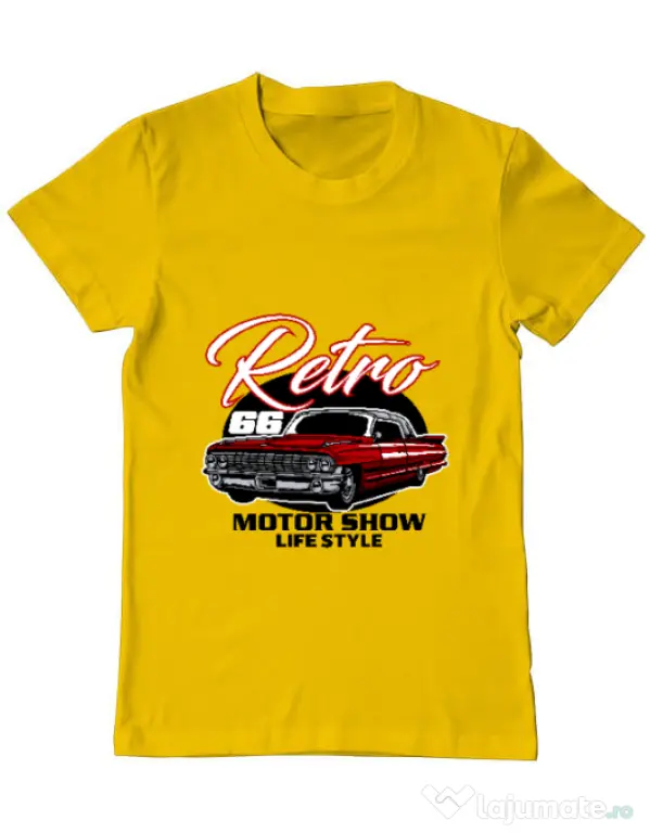 Tricou personalizat barbat retro motorshow Galben